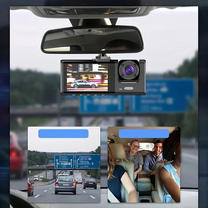 Câmera Veicular Universal com 3 Lentes - DashCam